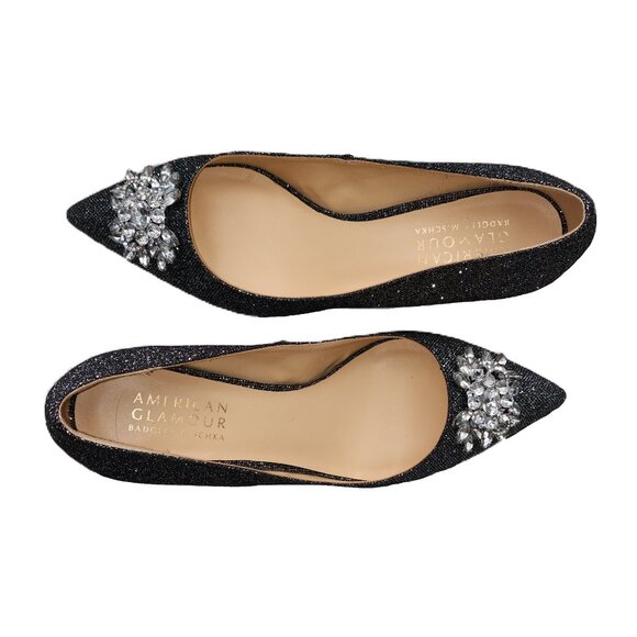 Pewter/Black Rhinestone Adorned Glitter Heels - Picture 8 of 13